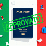 Passaporto non UE con timbro verde APPROVATO davanti alla bandiera italiana — guida definitiva al visto Italia per cittadini extra UE